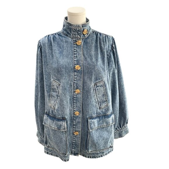 Steve Madden Marceline Oversized Denim Jacket Butterfly Patch Vintage Y2K S - Picture 10 of 13